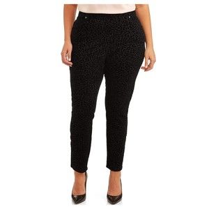 TERRA & SKY NWT Black Leopard Burnout Velvet Jeggings Size 3X 24W / 26W